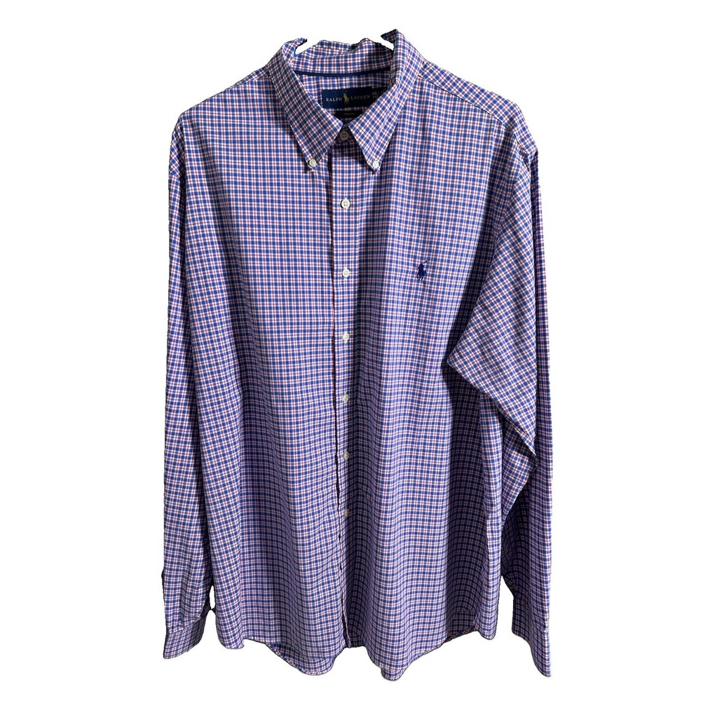 Ralph Lauren Men's Size XXL Checkered Plaid Dress Shirt Non-Iron